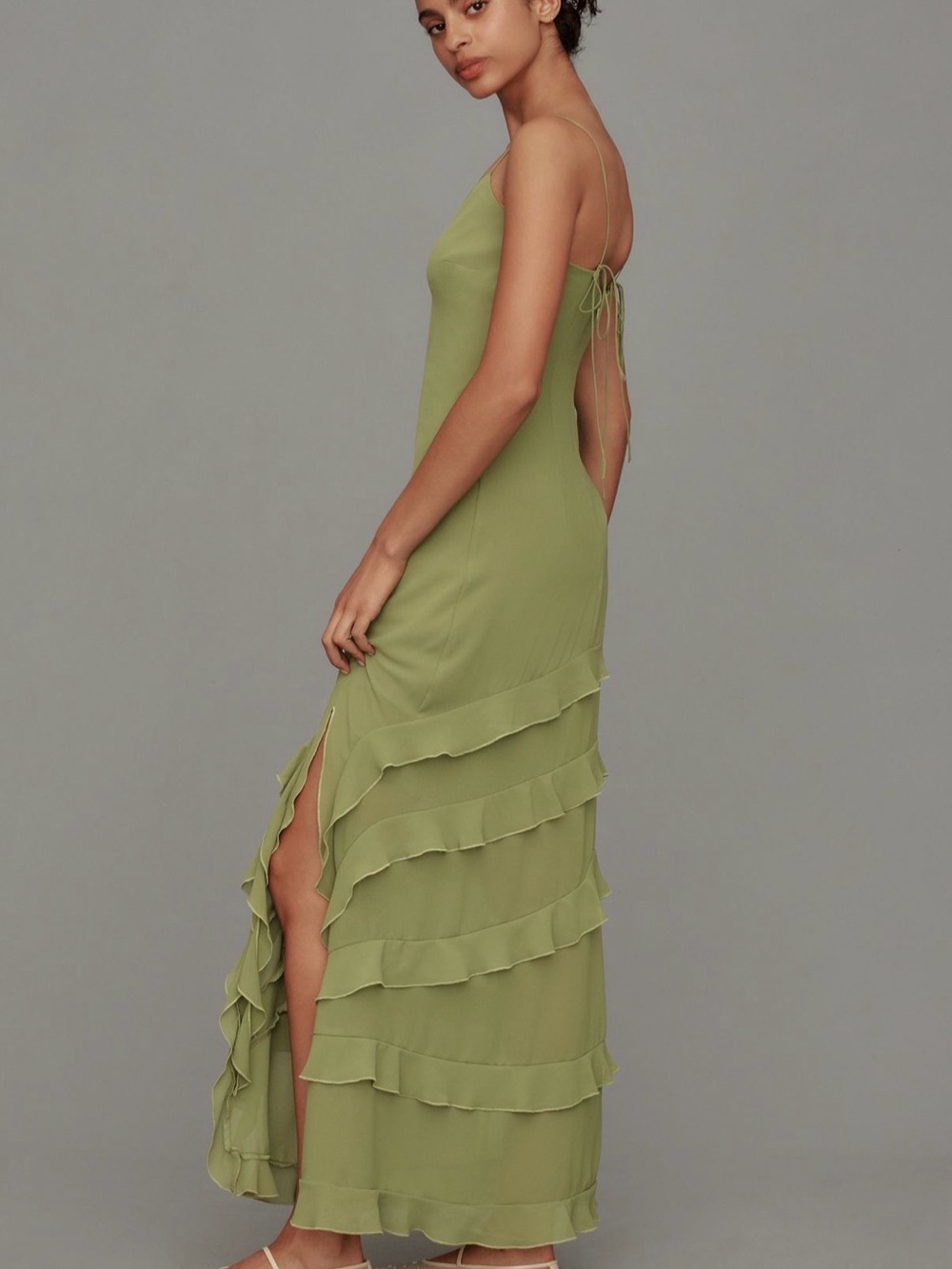 Bardot Cantara Ruffled Midi Dress - NWT - Green - Size 2 - Picture 4 of 7
